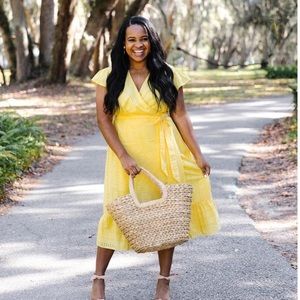 Draper James Striped/Eyelet Flutter Sleeve Dress